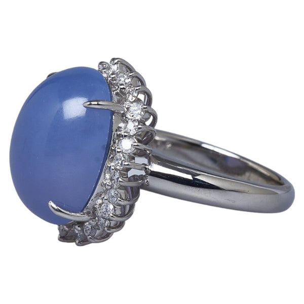Pt1000 プラチナ ブルーカルセドニー9.78ct ダイヤ0.52ct 三越 リング 指輪 レディース 13号 【中古】