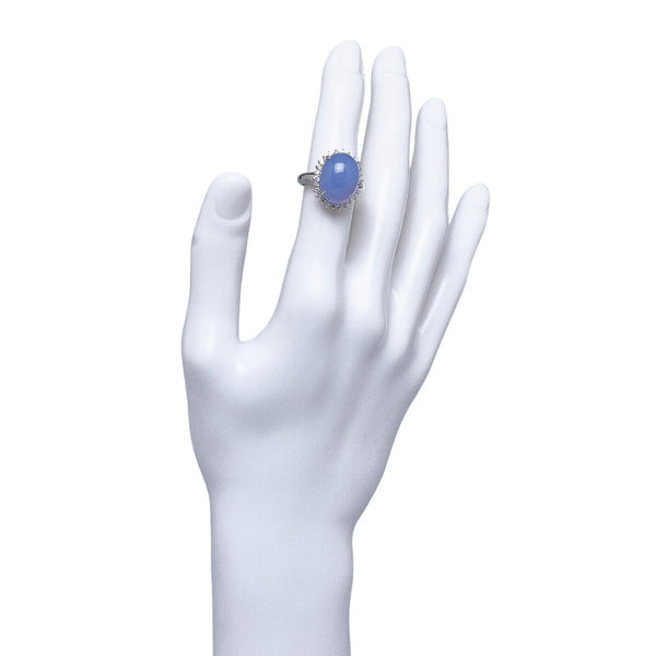 Pt1000 プラチナ ブルーカルセドニー9.78ct ダイヤ0.52ct 三越 リング 指輪 レディース 13号 【中古】