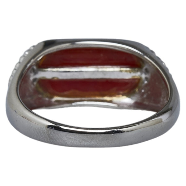 Pt900 プラチナ 赤珊瑚 ダイヤ0.04ct 三越 リング 指輪 レディース 12号 【中古】