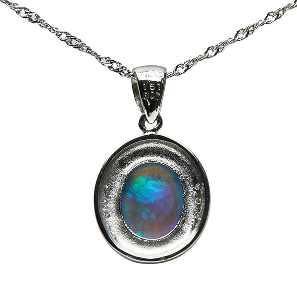 Pt900 プラチナ Pt850 プラチナ オパール1.51ct ダイヤ0.07ct ネックレス ペンダント レディース 【中古】