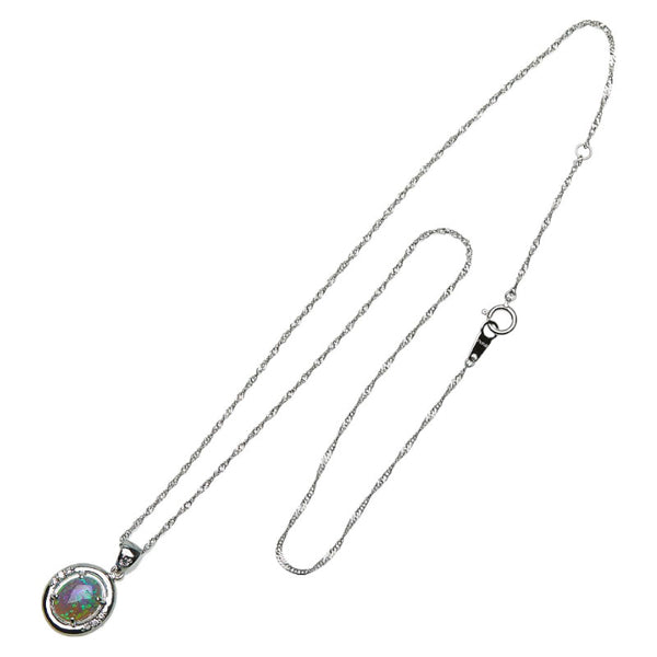 Pt900 プラチナ Pt850 プラチナ オパール1.51ct ダイヤ0.07ct ネックレス ペンダント レディース 【中古】