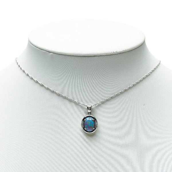 Pt900 プラチナ Pt850 プラチナ オパール1.51ct ダイヤ0.07ct ネックレス ペンダント レディース 【中古】