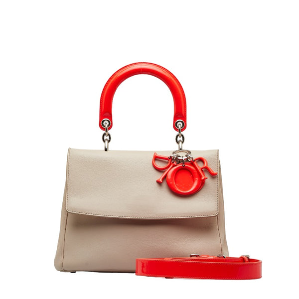 ディオール ビーディオール ハンドバッグ ショルダーバッグ 2WAY ピンク ベージュ レザー エナメル レディース Dior 【中古】