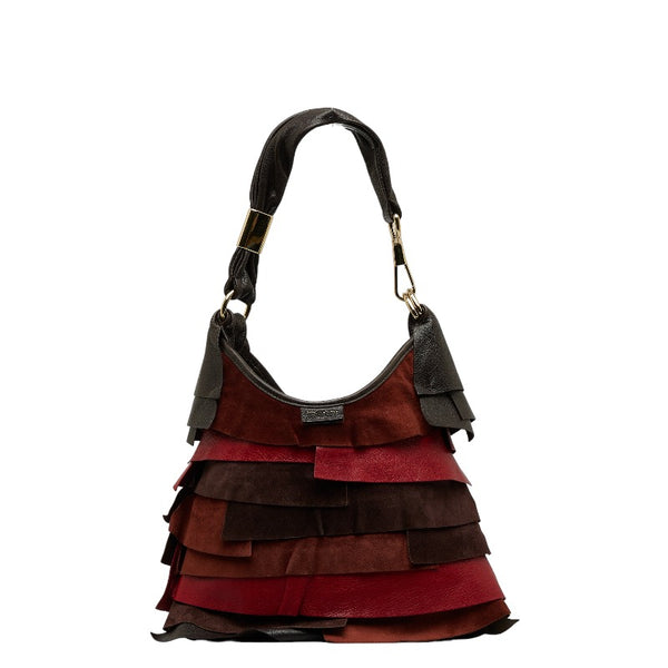 サンローラン サントロペ ハンドバッグ ワンショルダー 135488 レッド レザー スウェード レディース SAINT LAURENT 【中古】