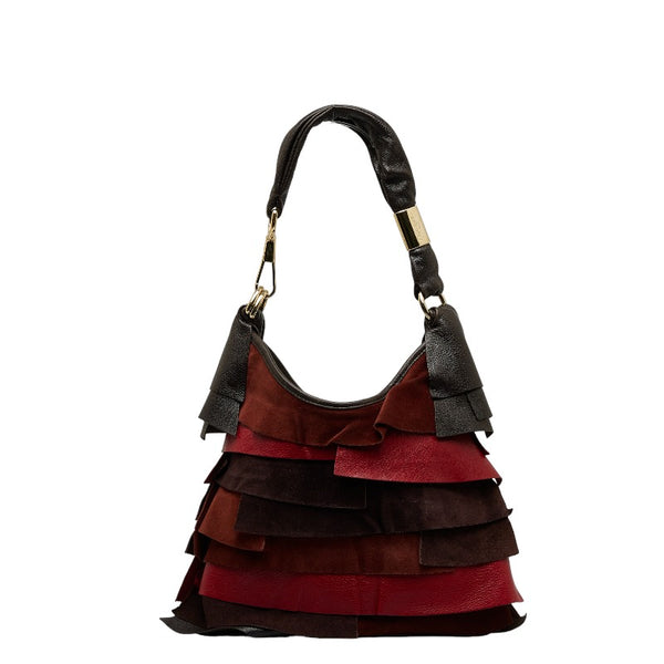 サンローラン サントロペ ハンドバッグ ワンショルダー 135488 レッド レザー スウェード レディース SAINT LAURENT 【中古】