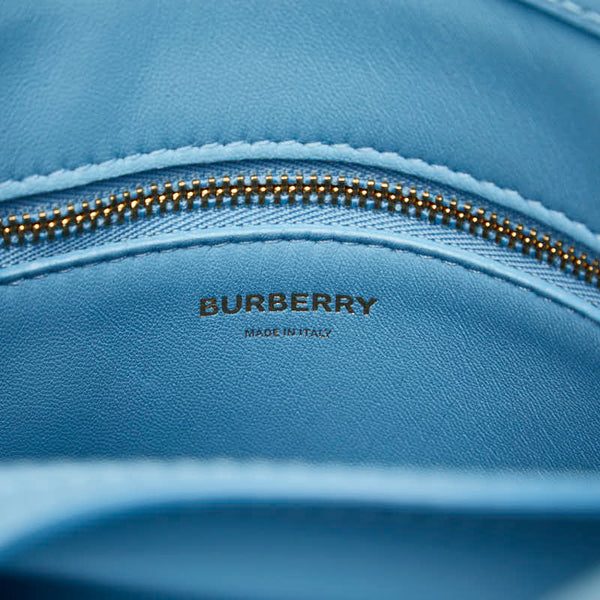 バーバリー トップハンドル ツートン ゴールド金具 ハンドバッグ ショルダーバッグ 2WAY ブルー レザー レディース BURBERRY 【中古】