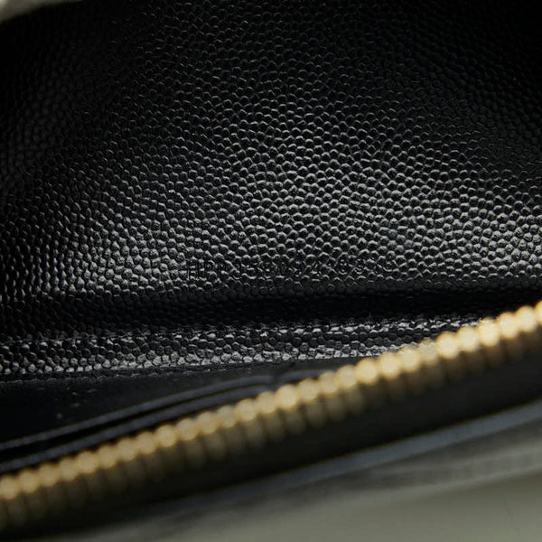 サンローラン モノグラム カサンドラ キルティング  ラウンドファスナー 長財布 358094 ブラック キャビアスキン レディース SAINT LAURENT 【中古】