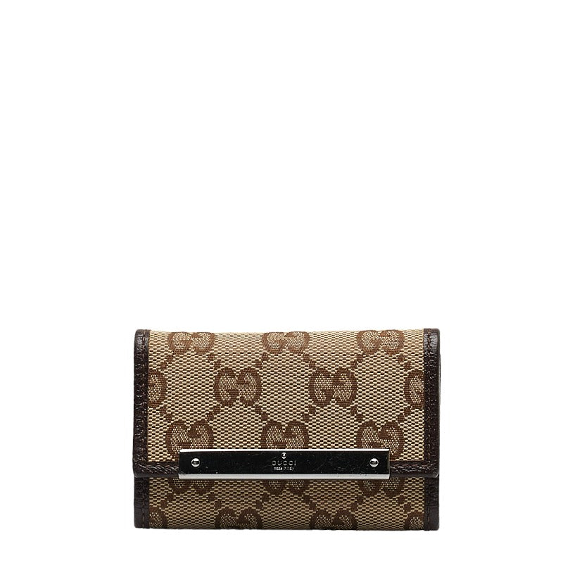 グッチ GGキャンバス ６連 キーケース 127048 ベージュ ブラウン キャンバス レザー レディース GUCCI 【中古】