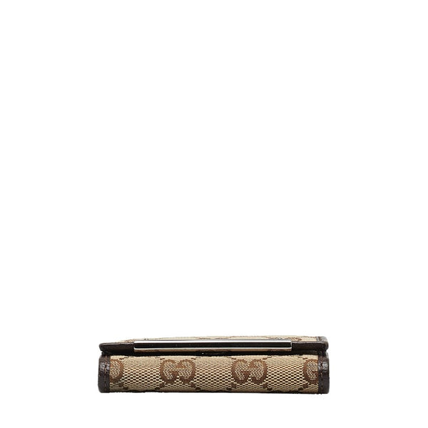 グッチ GGキャンバス ６連 キーケース 127048 ベージュ ブラウン キャンバス レザー レディース GUCCI 【中古】