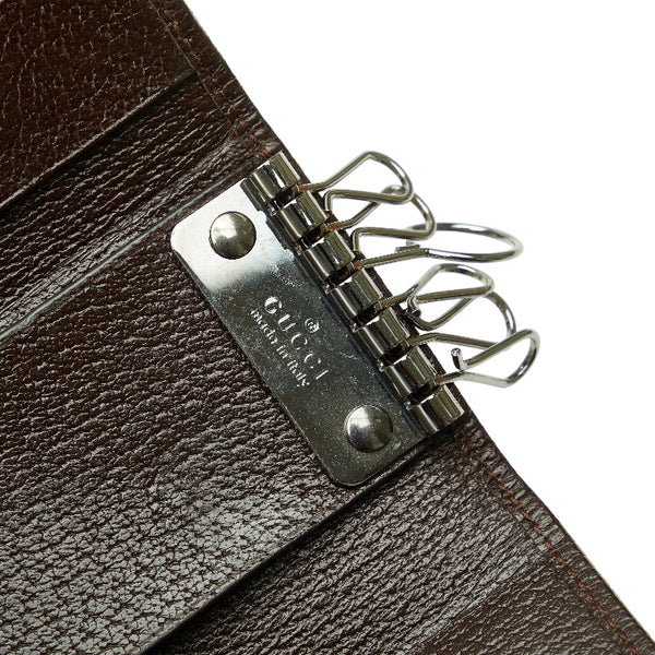 グッチ GGキャンバス ６連 キーケース 127048 ベージュ ブラウン キャンバス レザー レディース GUCCI 【中古】