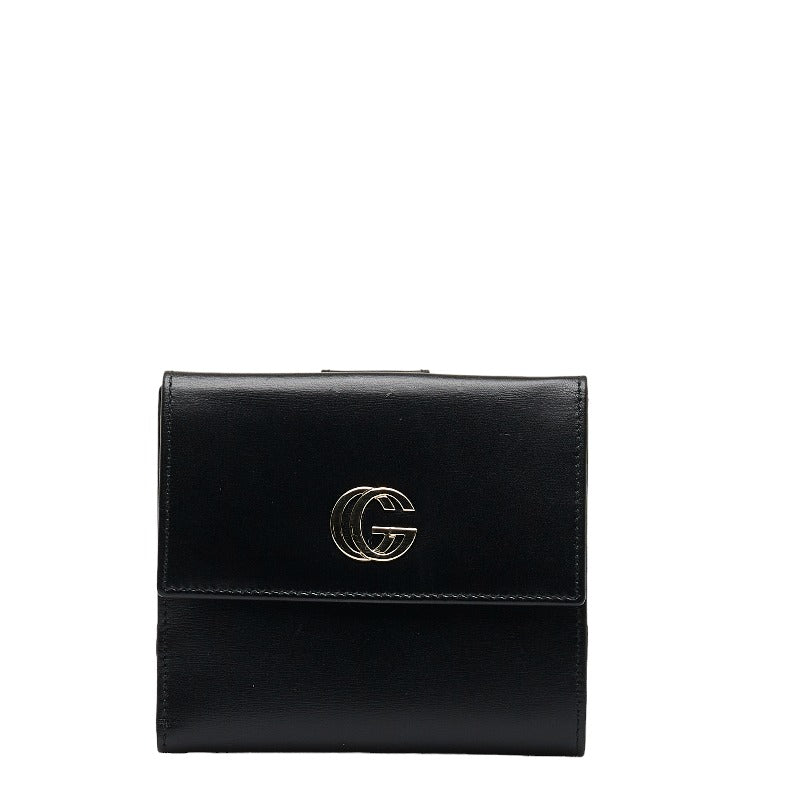 グッチ GG 二つ折り財布 035 2149 2238 ブラック レザー レディース GUCCI 【中古】