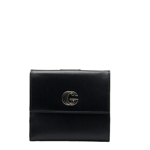 グッチ GG 二つ折り財布 035 2149 2238 ブラック レザー レディース GUCCI 【中古】