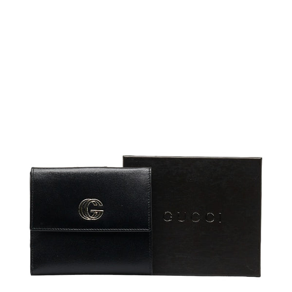 グッチ GG 二つ折り財布 035 2149 2238 ブラック レザー レディース GUCCI 【中古】