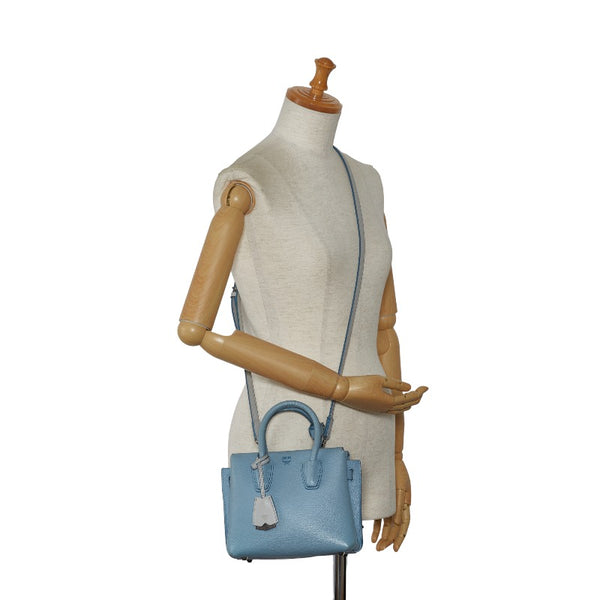 エム シー エム ハンドバッグ ショルダーバッグ 2WAY ライトブルー レザー レディース MCM 【中古】