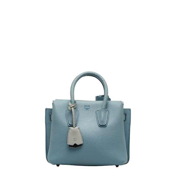 エム シー エム ハンドバッグ ショルダーバッグ 2WAY ライトブルー レザー レディース MCM 【中古】