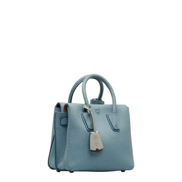 エム シー エム ハンドバッグ ショルダーバッグ 2WAY ライトブルー レザー レディース MCM 【中古】