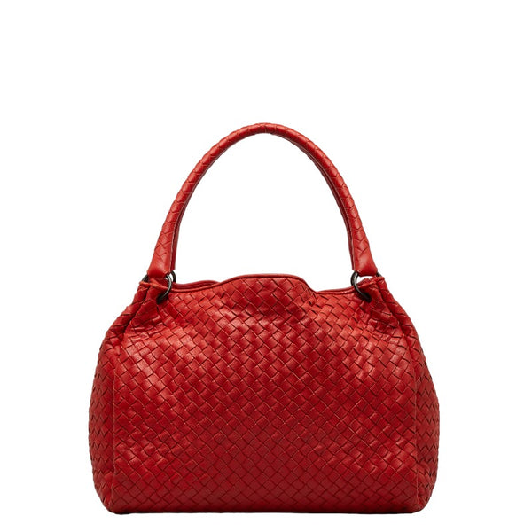 ボッテガヴェネタ イントレチャート ハンドバッグ トートバッグ レッド レザー レディース BOTTEGAVENETA 【中古】