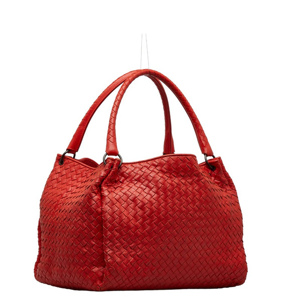 ボッテガヴェネタ イントレチャート ハンドバッグ トートバッグ レッド レザー レディース BOTTEGAVENETA 【中古】