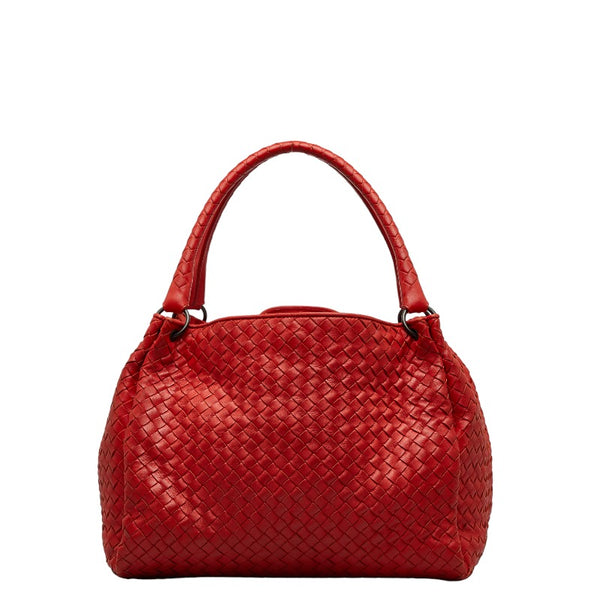 ボッテガヴェネタ イントレチャート ハンドバッグ トートバッグ レッド レザー レディース BOTTEGAVENETA 【中古】