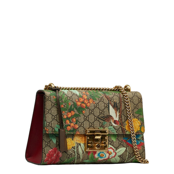 グッチ GGスプリーム フローラ チェーン ショルダーバッグ 409486 ベージュ マルチカラー PVC レザー レディース GUCCI 【中古】