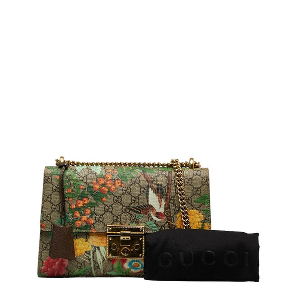 グッチ GGスプリーム フローラ チェーン ショルダーバッグ 409486 ベージュ マルチカラー PVC レザー レディース GUCCI 【中古】