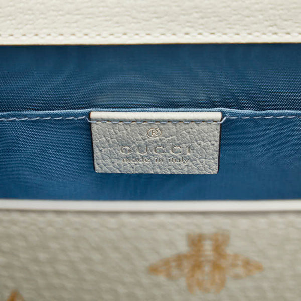 グッチ シルヴィ BEE STAR ミニ ハンドバッグ ショルダーバッグ 2WAY 470270 ホワイト ゴールド レザー レディース GUCCI 【中古】