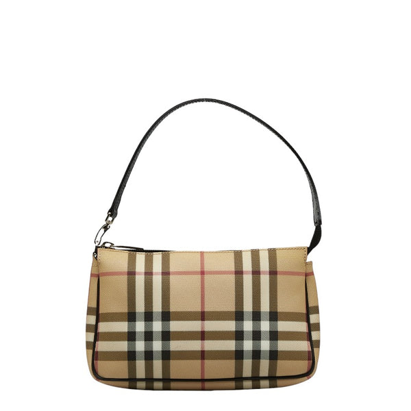 バーバリー ノバチェック ミニ ハンドバッグ アクセサリーポーチ ベージュ PVC レザー レディース BURBERRY 【中古】