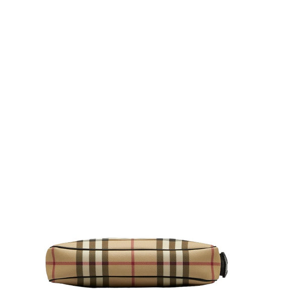 バーバリー ノバチェック ミニ ハンドバッグ アクセサリーポーチ ベージュ PVC レザー レディース BURBERRY 【中古】