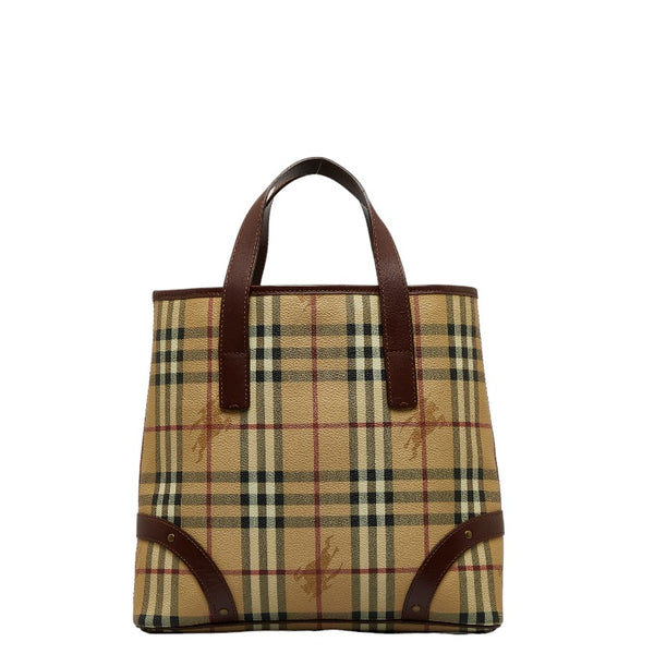 バーバリー ノバチェック シャドーホース ハンドバッグ トートバッグ ベージュ PVC レザー レディース BURBERRY 【中古】