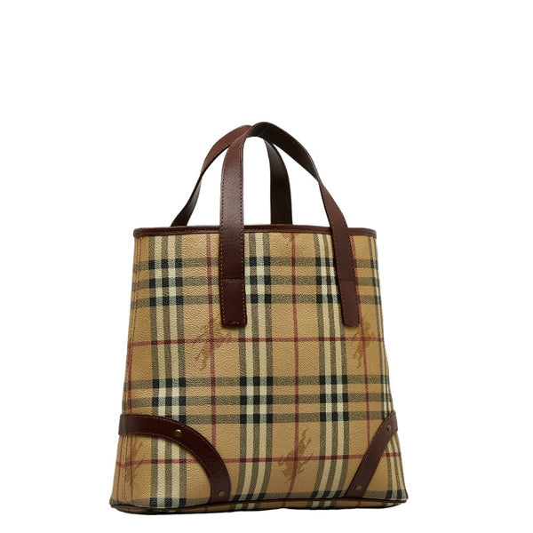 バーバリー ノバチェック シャドーホース ハンドバッグ トートバッグ ベージュ PVC レザー レディース BURBERRY 【中古】