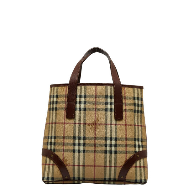 バーバリー ノバチェック シャドーホース ハンドバッグ トートバッグ ベージュ PVC レザー レディース BURBERRY 【中古】