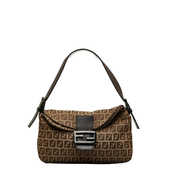 フェンディ ズッキーノ マンマバケット ショルダーバッグ 8BR003 ブラウン キャンバス レザー レディース FENDI 【中古】