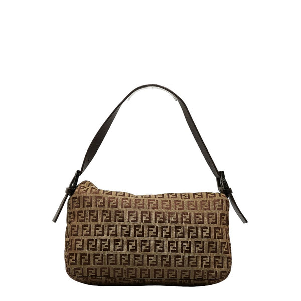 フェンディ ズッキーノ マンマバケット ショルダーバッグ 8BR003 ブラウン キャンバス レザー レディース FENDI 【中古】
