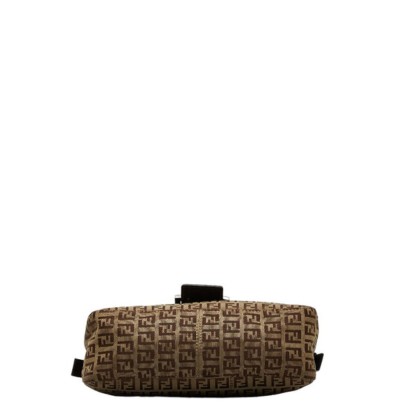 フェンディ ズッキーノ マンマバケット ショルダーバッグ 8BR003 ブラウン キャンバス レザー レディース FENDI 【中古】