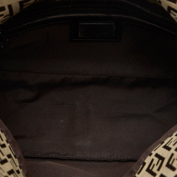 フェンディ ズッキーノ マンマバケット ショルダーバッグ 8BR003 ブラウン キャンバス レザー レディース FENDI 【中古】