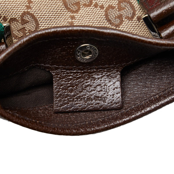 グッチ GGキャンバス シェリーライン 斜め掛け ミニ ショルダーバッグ 141863 ベージュ ブラウン キャンバス レザー レディース GUCCI 【中古】