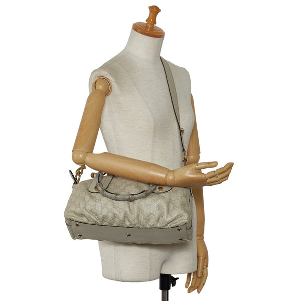 グッチ グッチシマ バンブー ハワイ2008 ハンドバッグ ショルダーバッグ 2way 189869 ホワイト レザー レディース GUCCI 【中古】