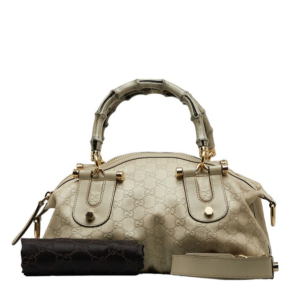 グッチ グッチシマ バンブー ハワイ2008 ハンドバッグ ショルダーバッグ 2way 189869 ホワイト レザー レディース GUCCI 【中古】