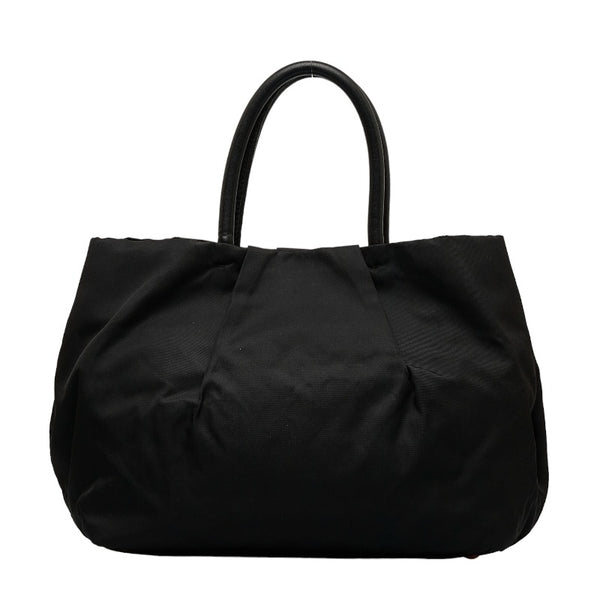 プラダ ロゴ ハンドバッグ トートバッグ ブラック ナイロン レザー レディース PRADA 【中古】