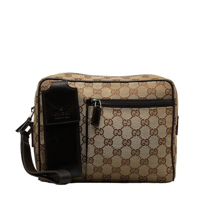 グッチ GGキャンバス セカンドバッグ 018 1616 ベージュ ブラウン キャンバス レザー レディース GUCCI 【中古】