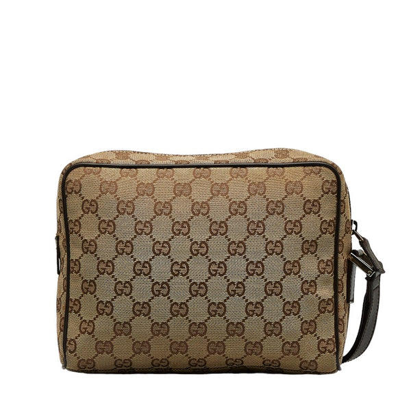 グッチ GGキャンバス セカンドバッグ 018 1616 ベージュ ブラウン キャンバス レザー レディース GUCCI 【中古】