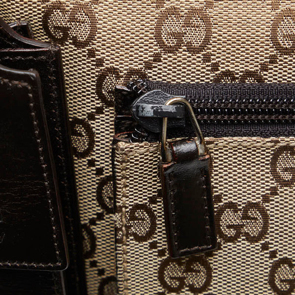 グッチ GGキャンバス セカンドバッグ 018 1616 ベージュ ブラウン キャンバス レザー レディース GUCCI 【中古】