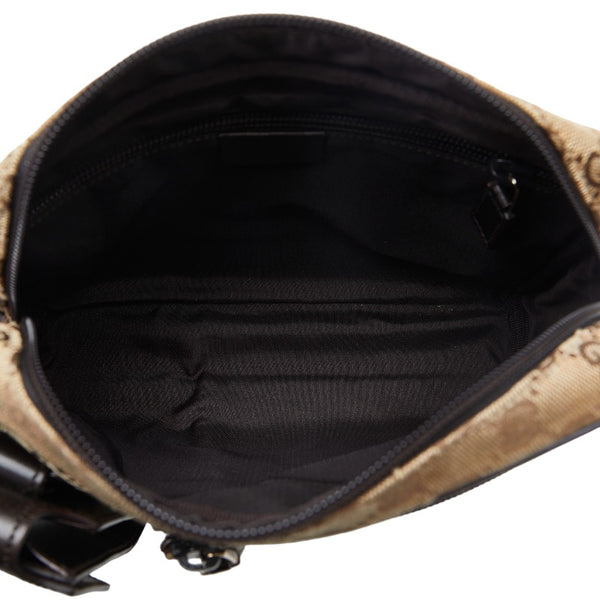 グッチ GGキャンバス セカンドバッグ 018 1616 ベージュ ブラウン キャンバス レザー レディース GUCCI 【中古】