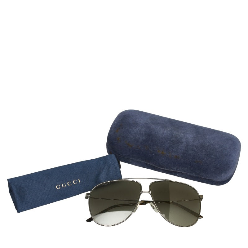 グッチ ティアドロップ メタルフレーム サングラス GG0440S シルバー プラスチック メンズ GUCCI 【中古】