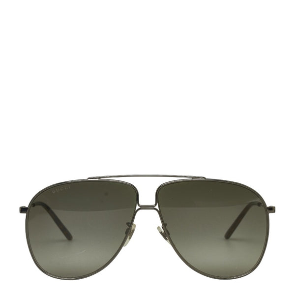 グッチ ティアドロップ メタルフレーム サングラス GG0440S シルバー プラスチック メンズ GUCCI 【中古】