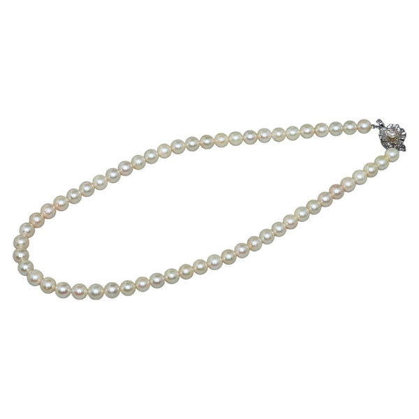 ホワイト シルバー アコヤパール7～7.5mm ネックレス レディース 【中古】