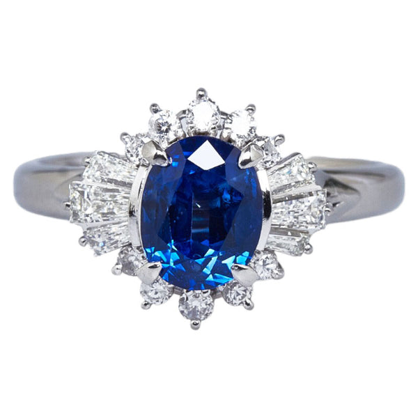Pt900 プラチナ サファイア1.91ct ダイヤ0.55ct リング 指輪 レディース 16号 【中古】