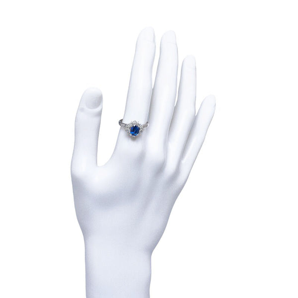 Pt900 プラチナ サファイア1.91ct ダイヤ0.55ct リング 指輪 レディース 16号 【中古】