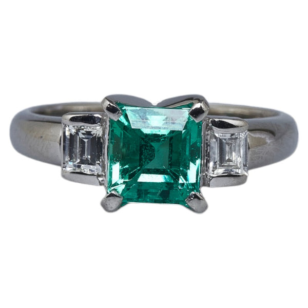 Pt900 プラチナ エメラルド1.21ct ダイヤ0.22ct リング 指輪 レディース 10.5号 【中古】