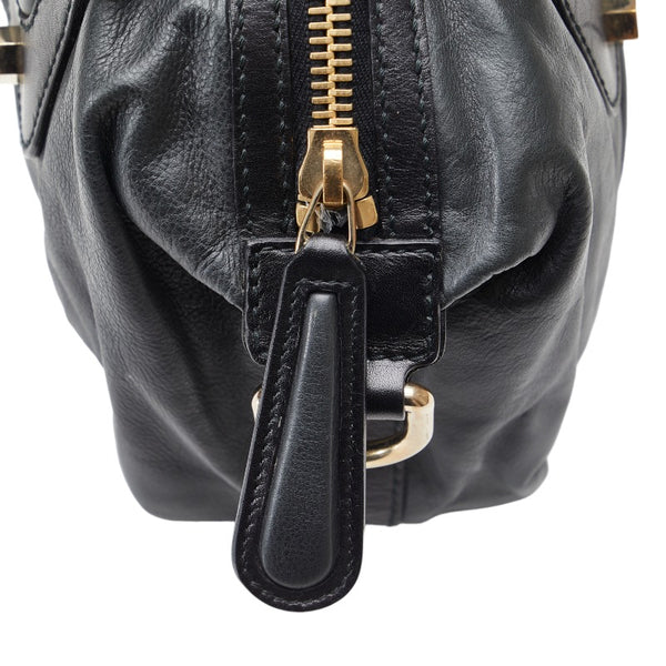 グッチ バンブー ハンドバッグ 189869 ダークグリーン ブラック レザー レディース GUCCI 【中古】